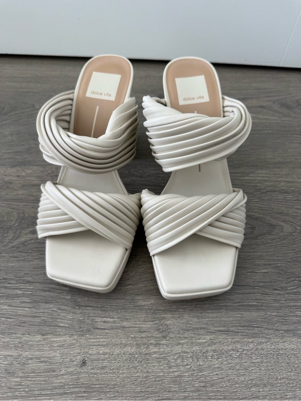 Dolce Vita Ivory Braided Double-Strap Slide Heels